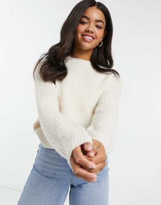 Pull & Bear pacific chunky knit sweater in ecru-White