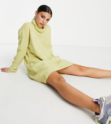 Noisy May Petite knitted mini sweater dress in yellow