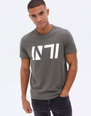 New Look sport printed t-shirt in gray