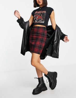 Noisy May mini skirt in red check
