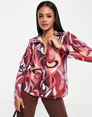 I Saw It First marble print shirt in berry swirl-Purple