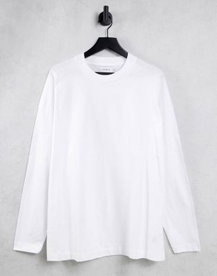 Topman long sleeve extreme oversized T-shirt in white