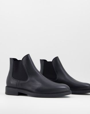 Selected Homme leather chelsea boots in black