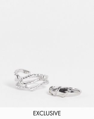 Reclaimed Vintage Inspired minimal rings in silver 2 pack