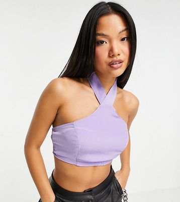Missguided Petite halter neck top in lilac - part of a set-Purple