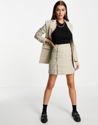 Fashion Union mini a-line skirt with buttons in vintage check sets-Multi