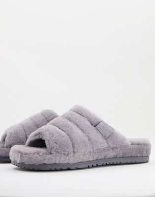 UGG fluff slippers in gray-Grey