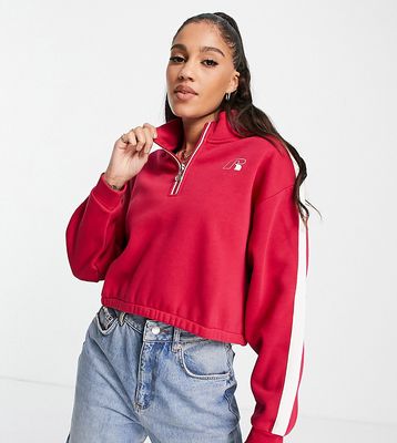 Russell Athletic R half zip sweatshirt in persian red