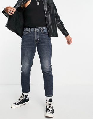 Allsaints jack cropped jeans in mid wash-Blues