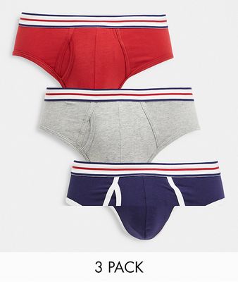 ASOS DESIGN 3-pack briefs with striped waistband-Multi