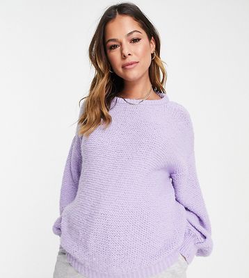 ASOS DESIGN Maternity oversized crew neck sweater in lilac-Purple