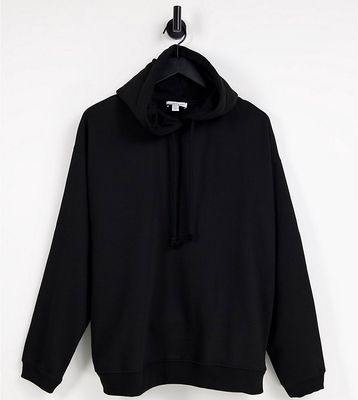 Topshop Tall oversized hoodie in black