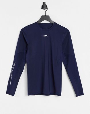 Reebok United by Fitness long sleeve compression top in vector navy