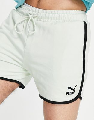 Puma Classics runner shorts in mint green and black