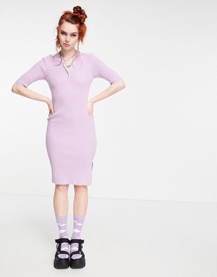 Noisy May midi body-conscious dress with collar detail in lilac-Purple