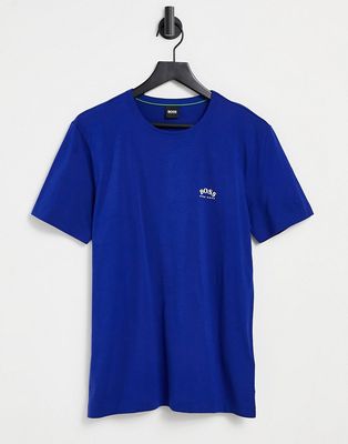 BOSS Athleisure curved logo T-shirt in blue-Blues