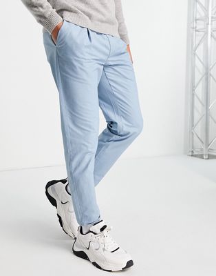 Topman tapered pants with elasticated waist in blue-Blues