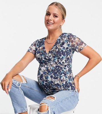 Mamalicious v neck top in floral-Multi