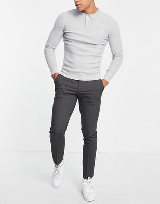 Selected Homme slim fit smart pants in dark gray check