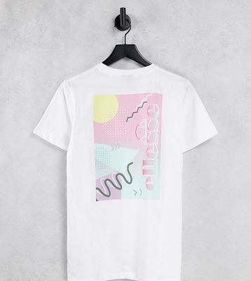 ellesse pastel back print T-shirt in white