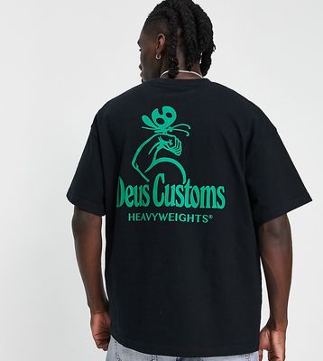 Deus Ex Machina heavyweights back print T-shirt in black Exclusive to ASOS-Gray