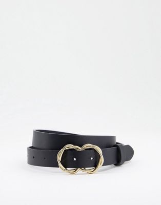 Pieces twisted double circle belt in black