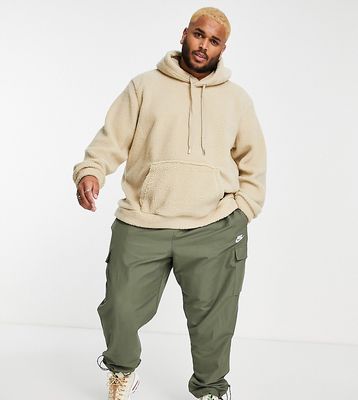 Only & Sons Plus oversized teddy hoodie in beige-Neutral