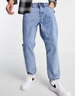 Only & Sons tapered fit cropped jeans in light vintage wash blue-Blues