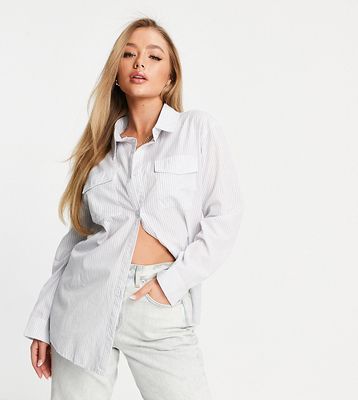 Missguided shirt with pocket in white stripe