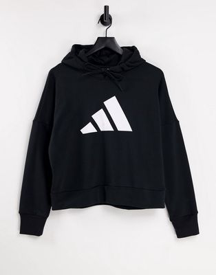 adidas Training hoodie with large logo in black