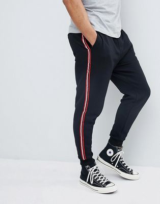 Pull & Bear Sweatpants With Side Stripe In Black