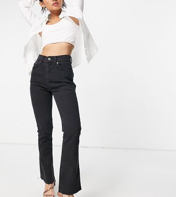 ASOS DESIGN Petite high rise '70's' stretch flare jeans in washed black