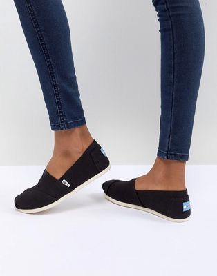 TOMS classic canvas flat shoes in black