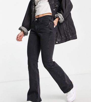 New Look Petite low rise flare jean in black