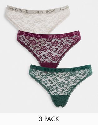 Gilly Hicks lace logo thong in multi