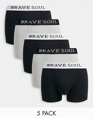 Brave Soul 5 pack boxers in black and gray-Grey