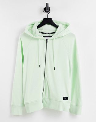 DKNY logo patch zip hoodie in neo mint-Green