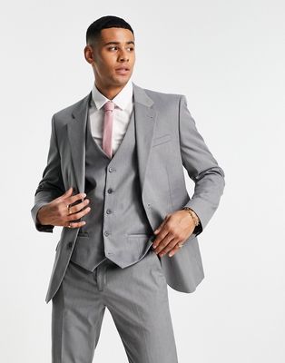 River Island skinny suit jacket in grey-Gray