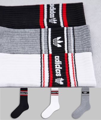 adidas Originals Forum ribbed 3pk sock in multi