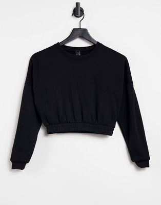 South Beach oversized cropped sweatshirt in black
