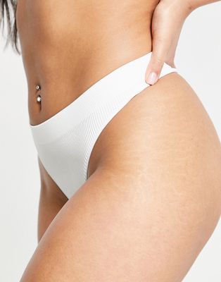 Weekday Cat ribbed thong in white