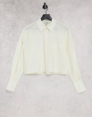& Other Stories linen cropped blouse in beige-Neutral