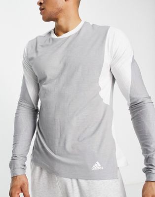 adidas Yoga 2-tone long sleeve t-shirt in gray