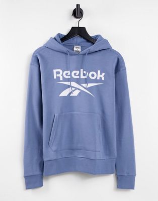 Reebok Identity Training hoodie with large logo in light blue-Blues