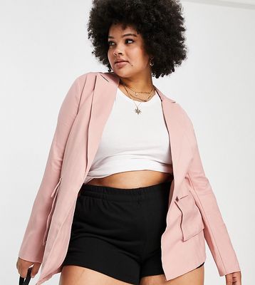 In The Style Plus relaxed blazer in pink