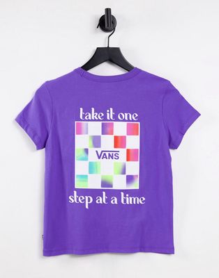 Vans cultivate care back print t-shirt in purple opulence