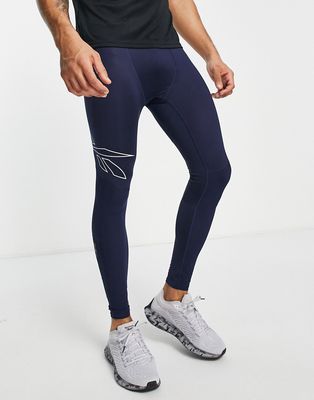 Reebok United by Fitness compression tights in vector navy