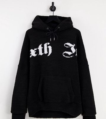 Sixth June sherpa oversize hoodie in black exclusive to ASOS