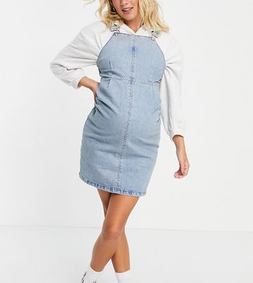 ASOS DESIGN Maternity overalls dress in midwash blue-Blues