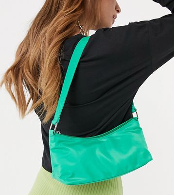 My Accessories London Exclusive nylon shoulder bag in green with front zip